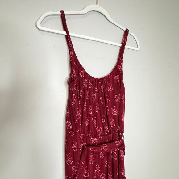 Market & Spruce Sleeveless Red Printed Tie Waist Scoop Neck Jumpsuit Small NWOT - Picture 3 of 9